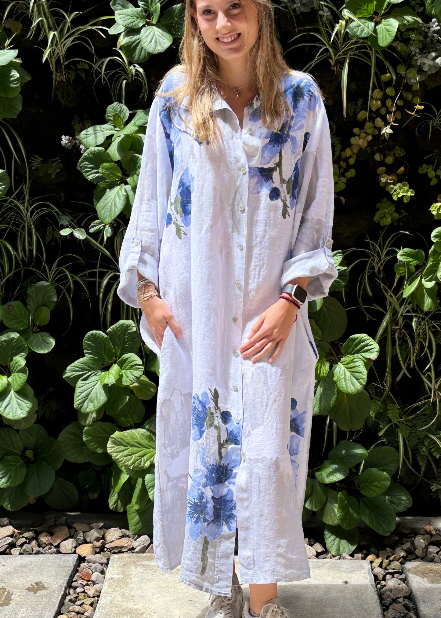 Vestido lino estampado