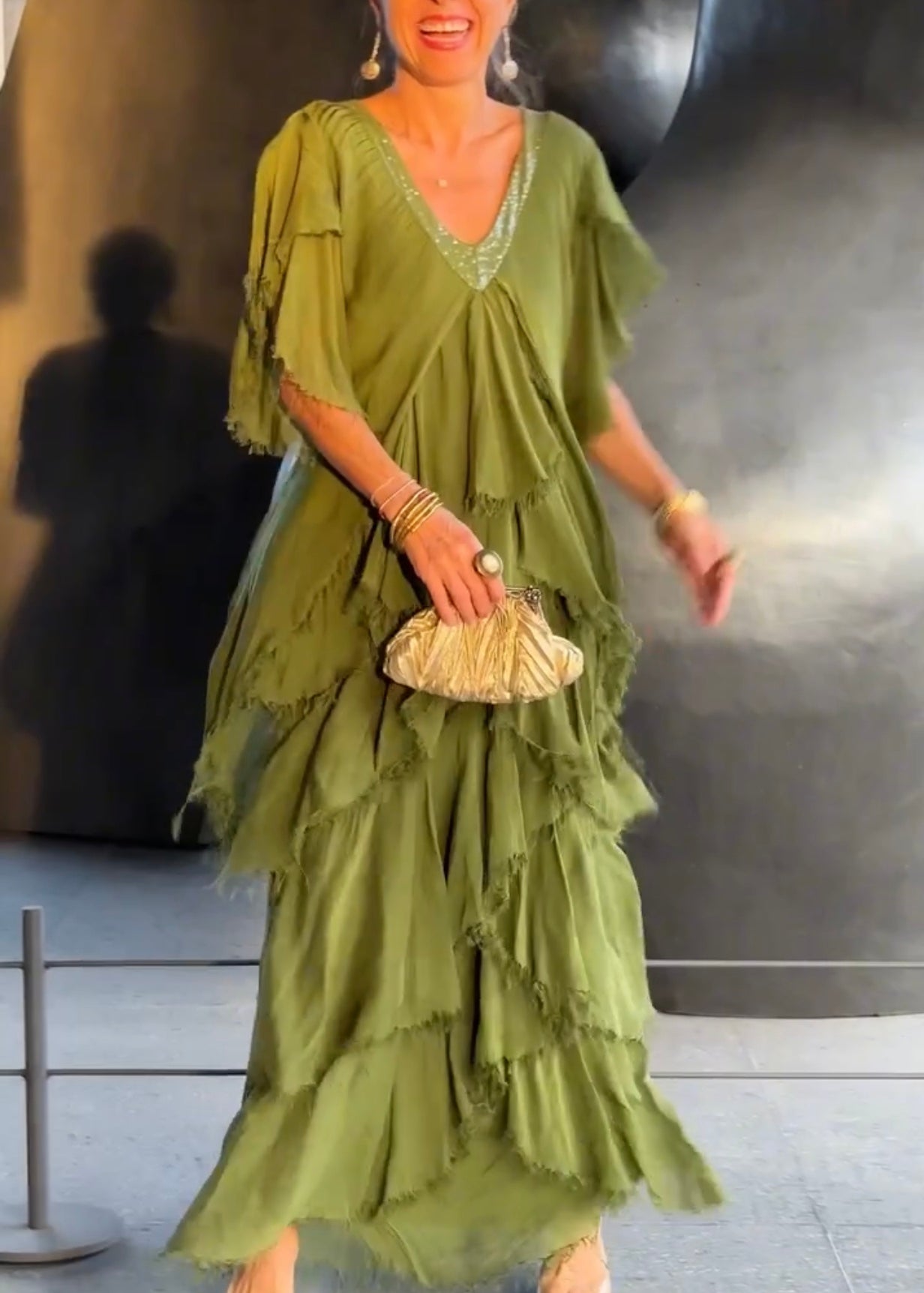 Vestido seda cascada