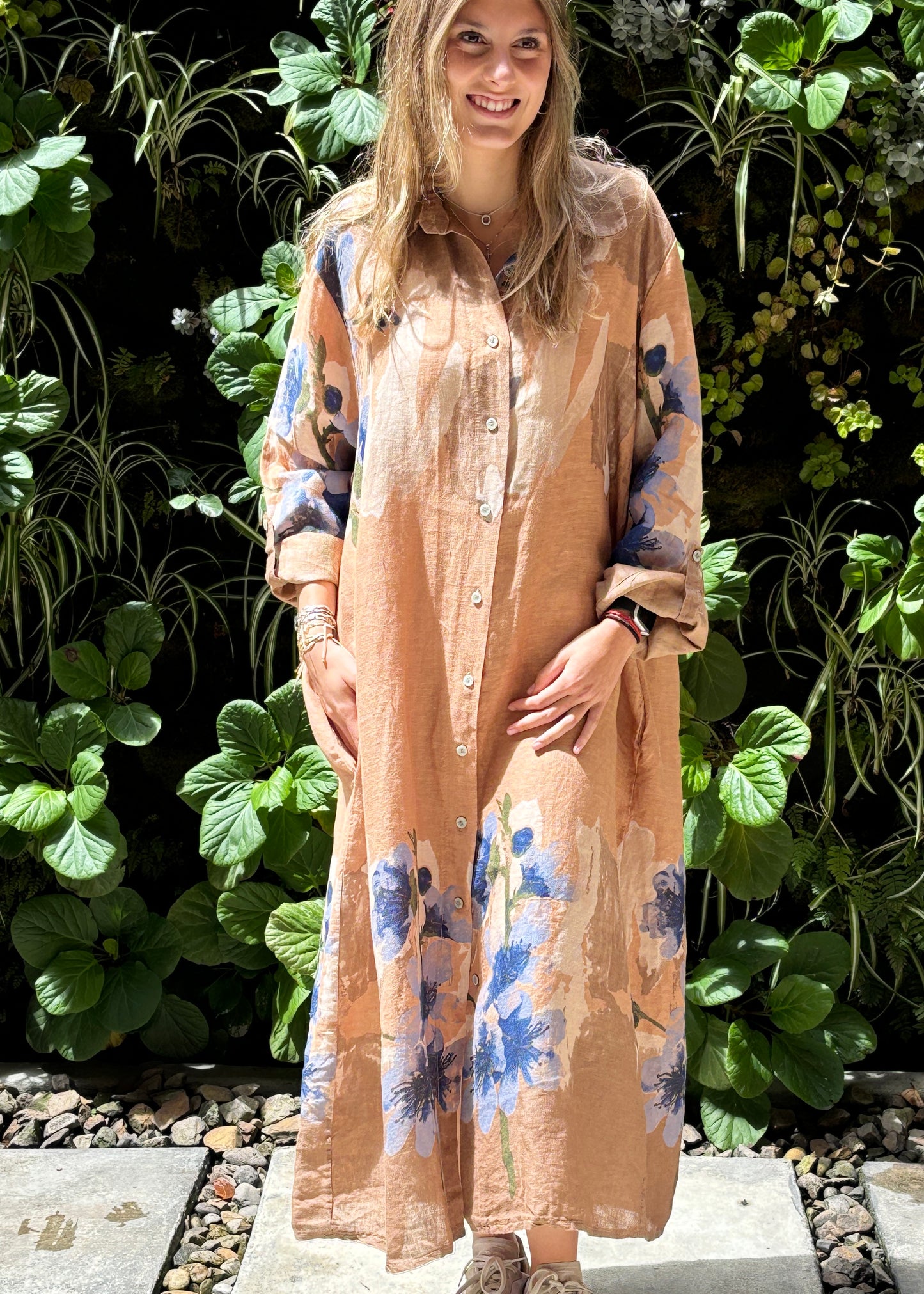 Vestido lino estampado