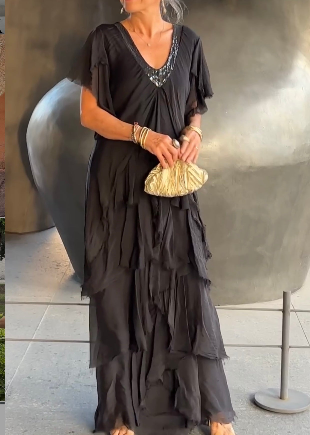 Vestido seda cascada