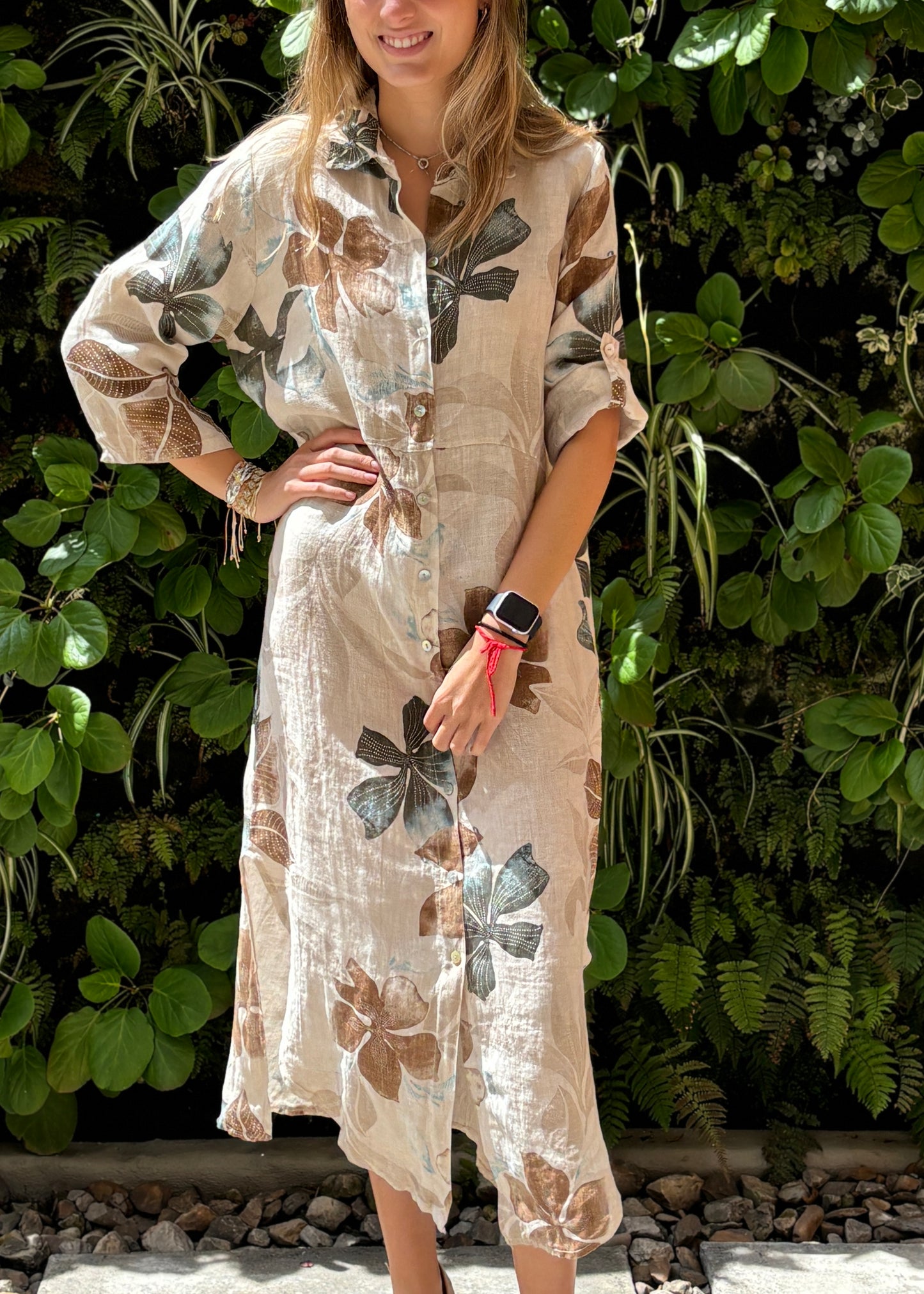 Vestido lino estampado