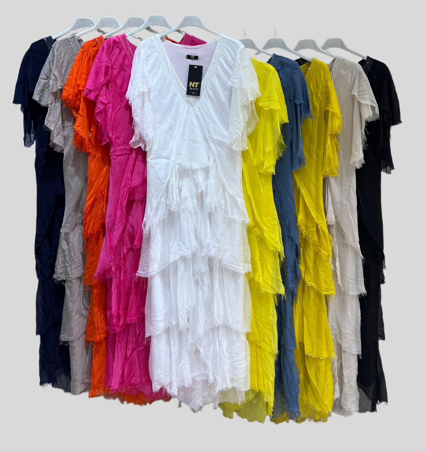 Vestido seda cascada