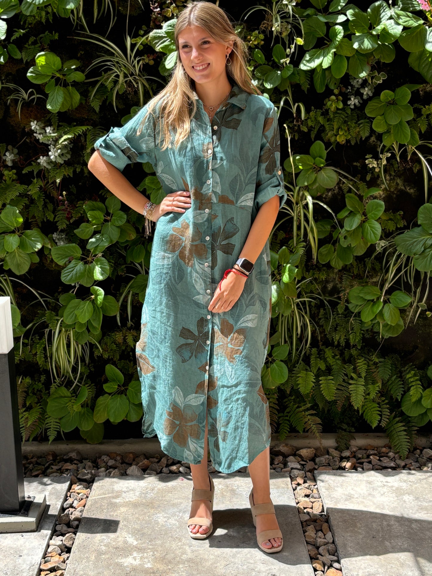 Vestido lino estampado