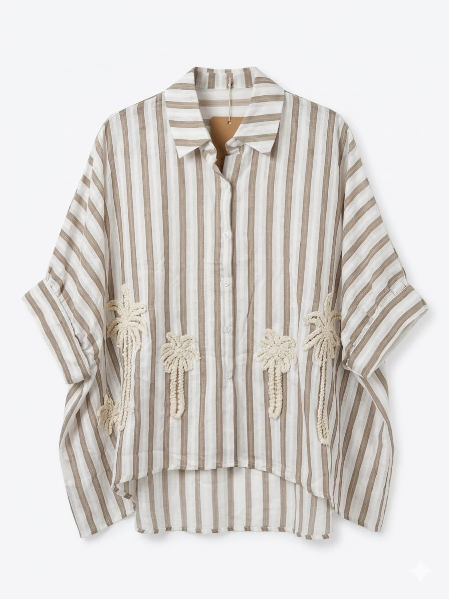 Blusa Algodón bordado palmas