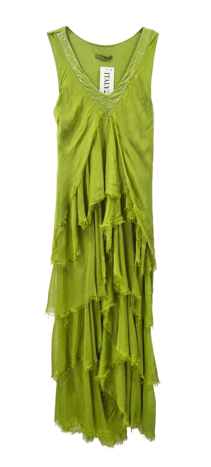 Vestido seda capas detalle lentejuela