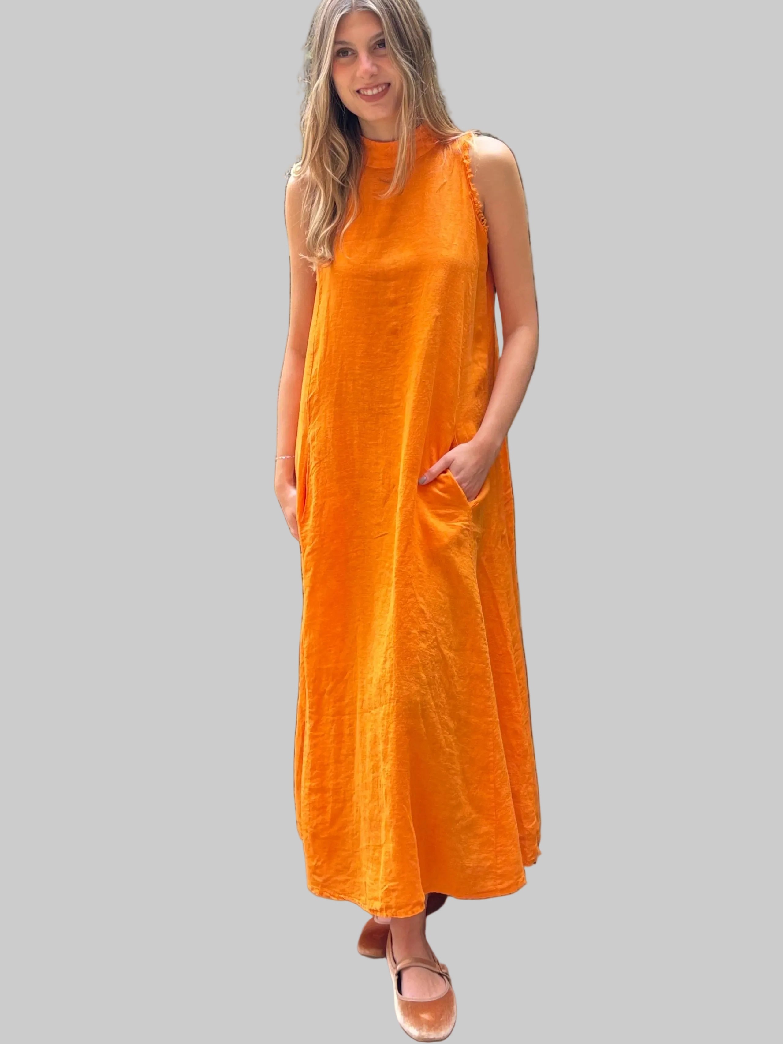 Vestido Largo Lino Halter