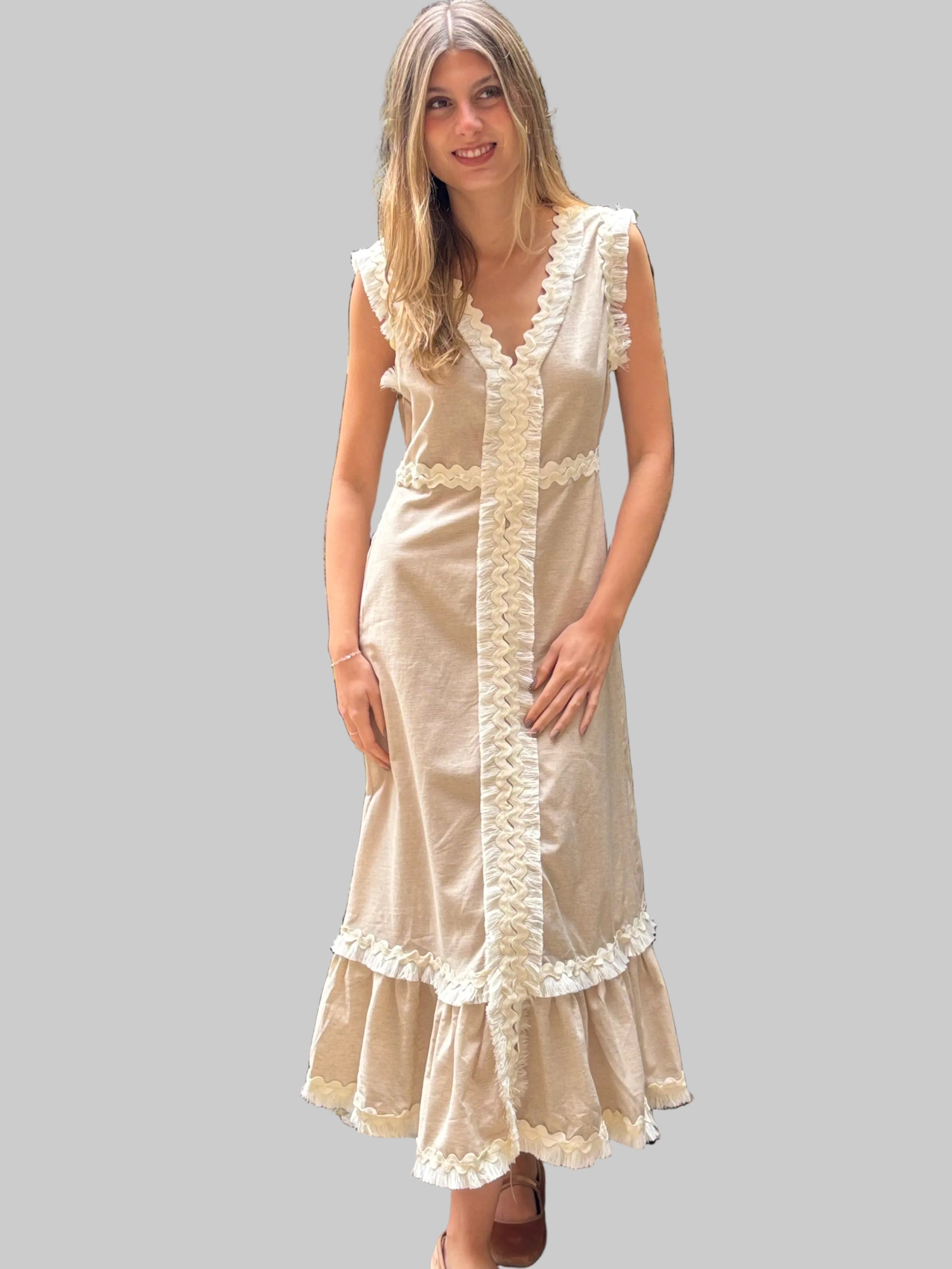 Vestido midi algodón Hamptons