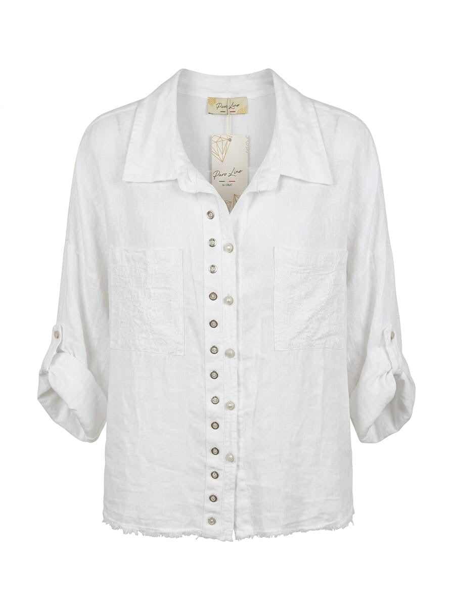 Blusa lino detalle lentejuela