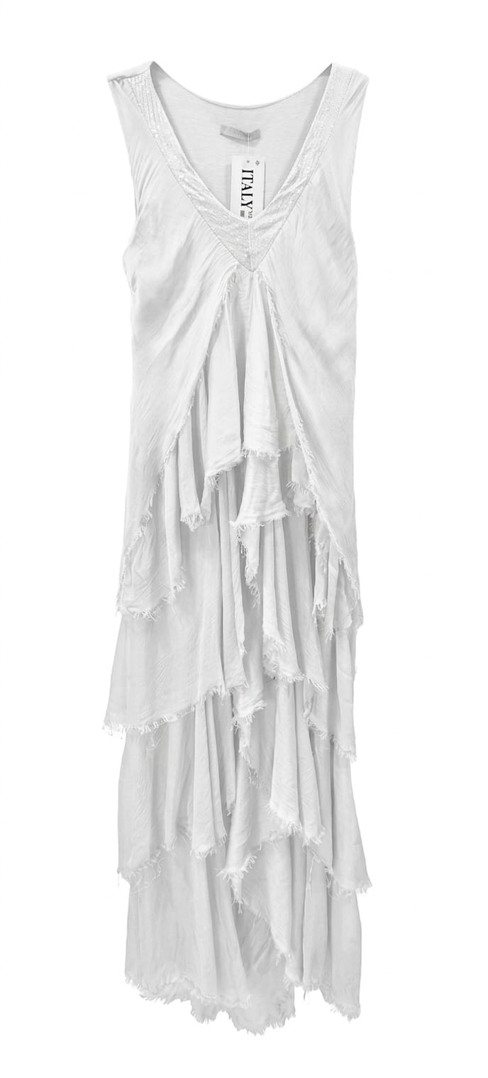 Vestido seda capas detalle lentejuela