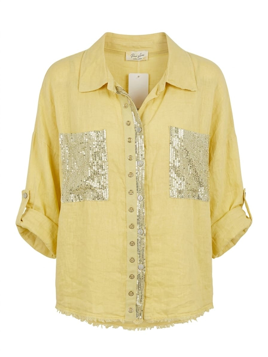 Blusa lino detalle lentejuela