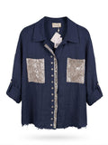 Blusa lino detalle lentejuela