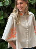 Blusa lino bordada