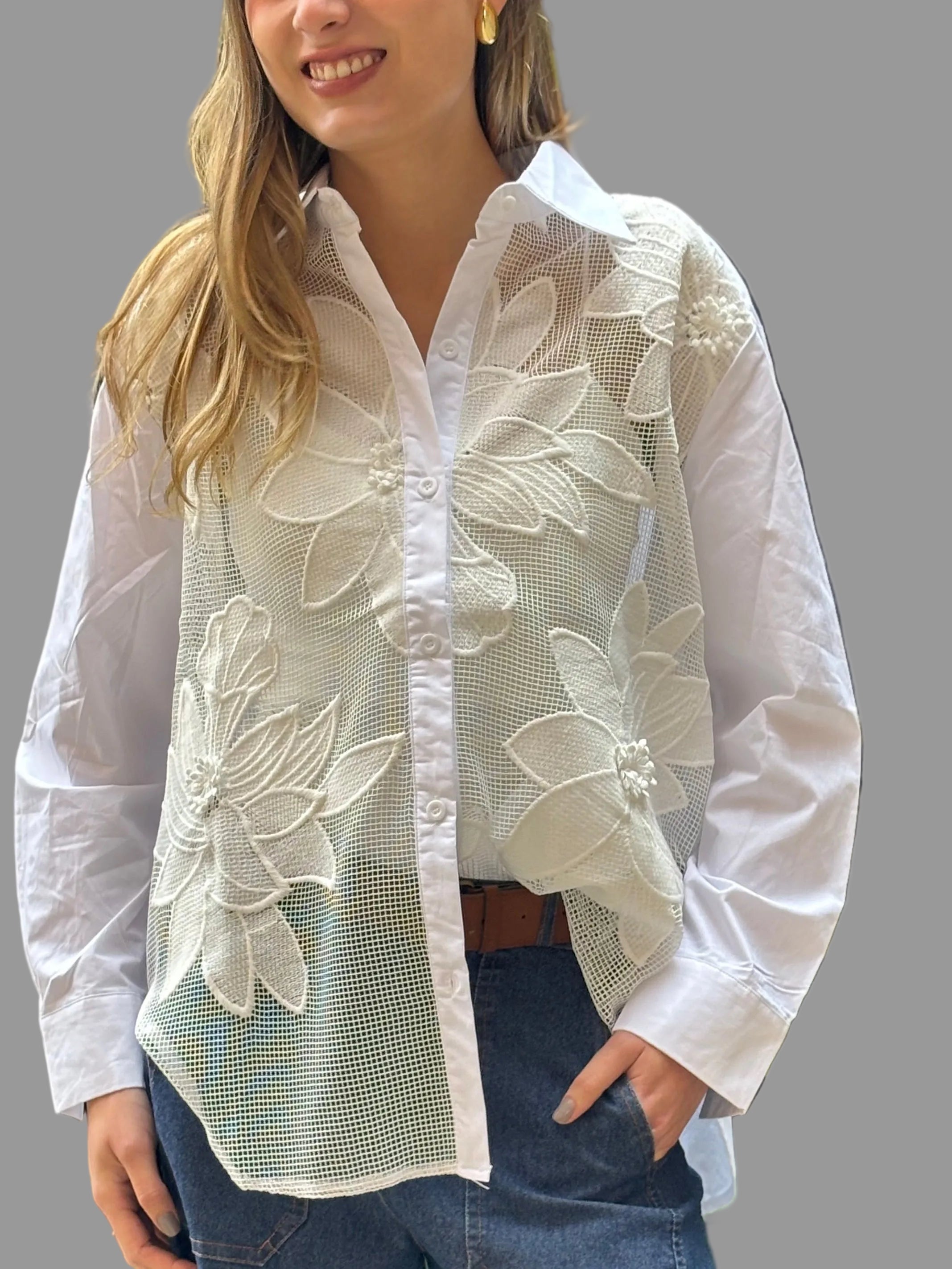 Blusa malla flores