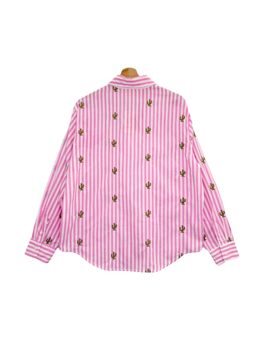 Camisa algodón bordado cactus
