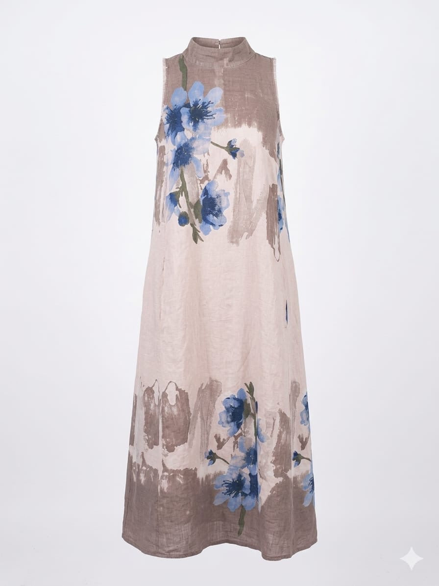 Vestido Maxi lino Halter estampado