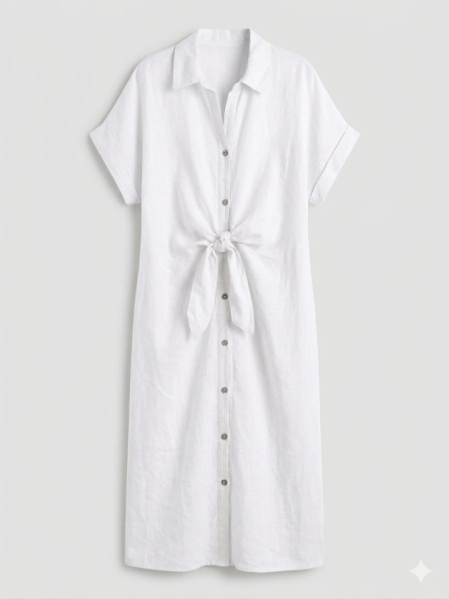 Vestido lino midi nudo