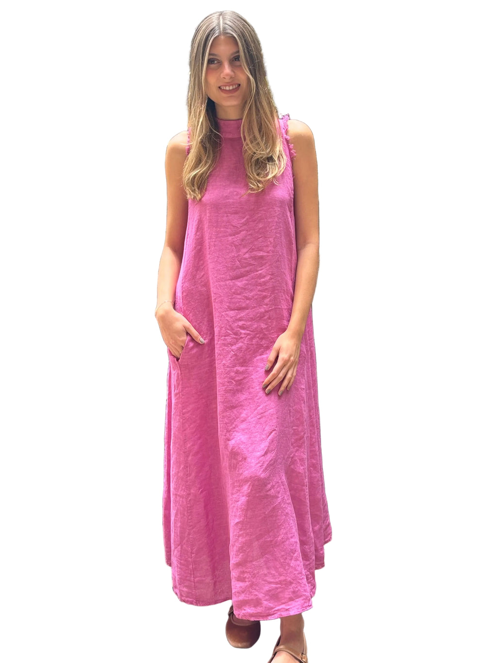 Vestido Largo Lino Halter