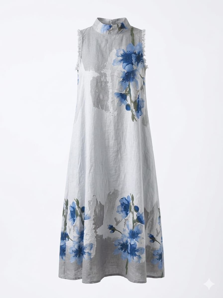 Vestido Maxi lino Halter estampado