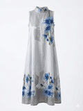 Vestido Maxi lino Halter estampado