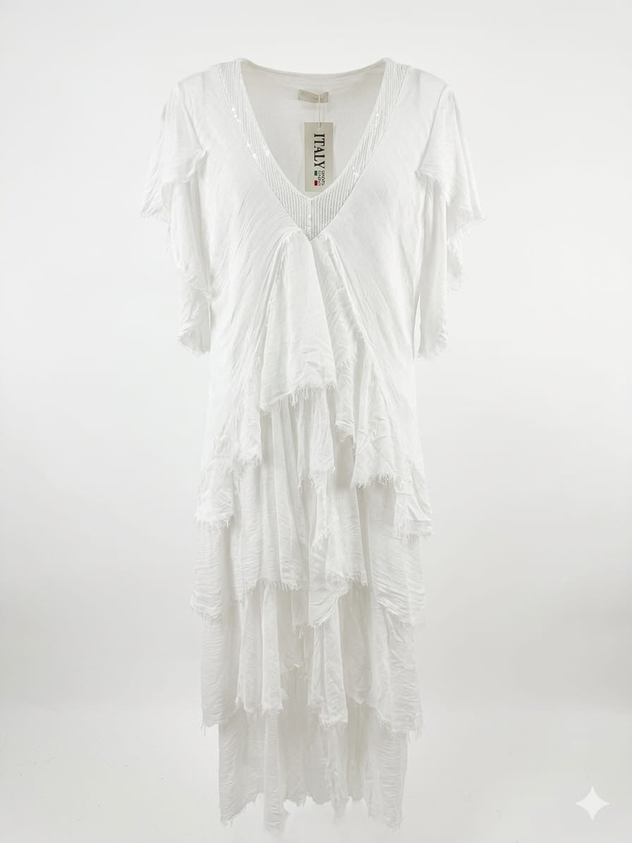 Vestido seda capas con manga