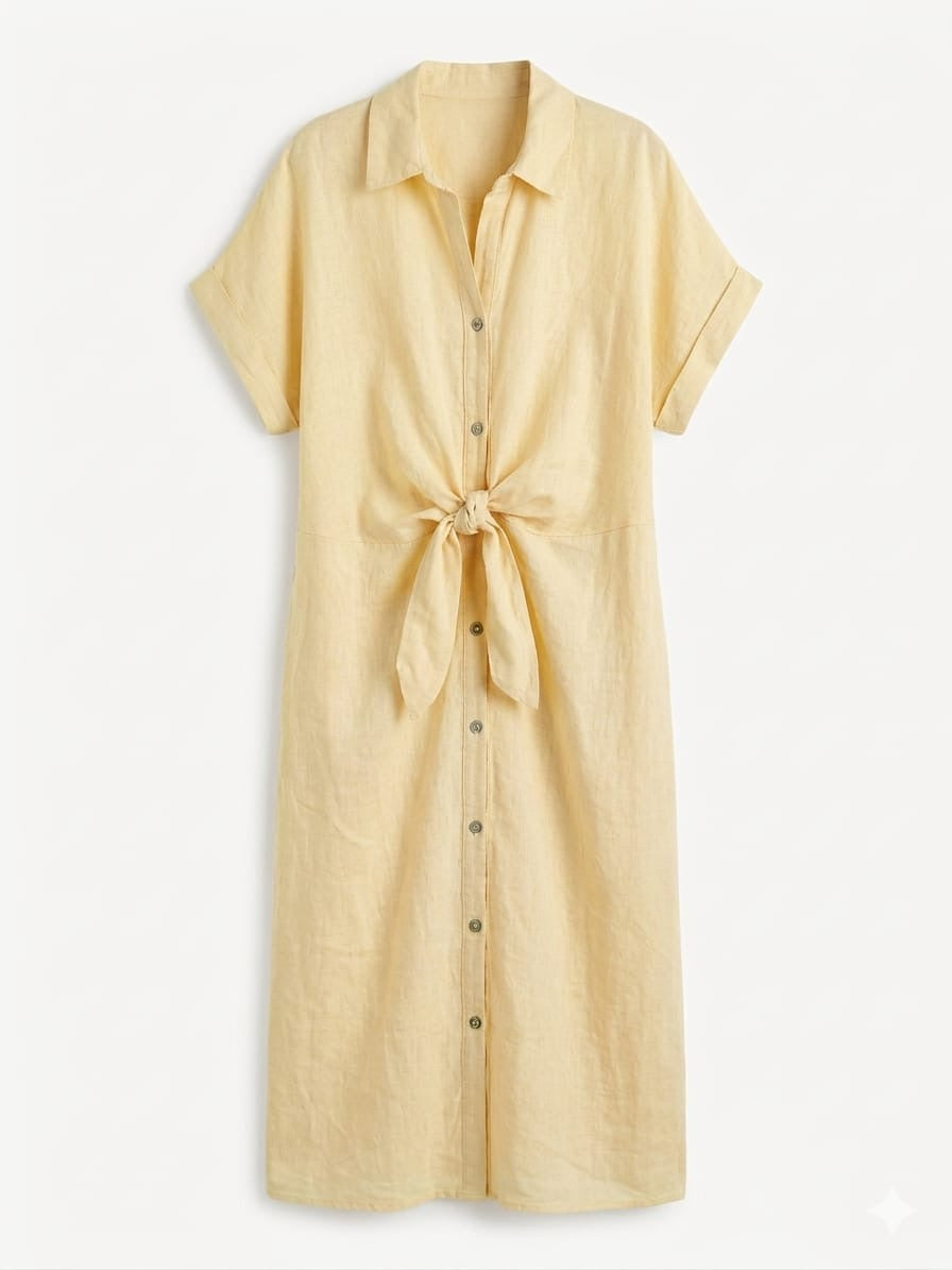 Vestido lino midi nudo