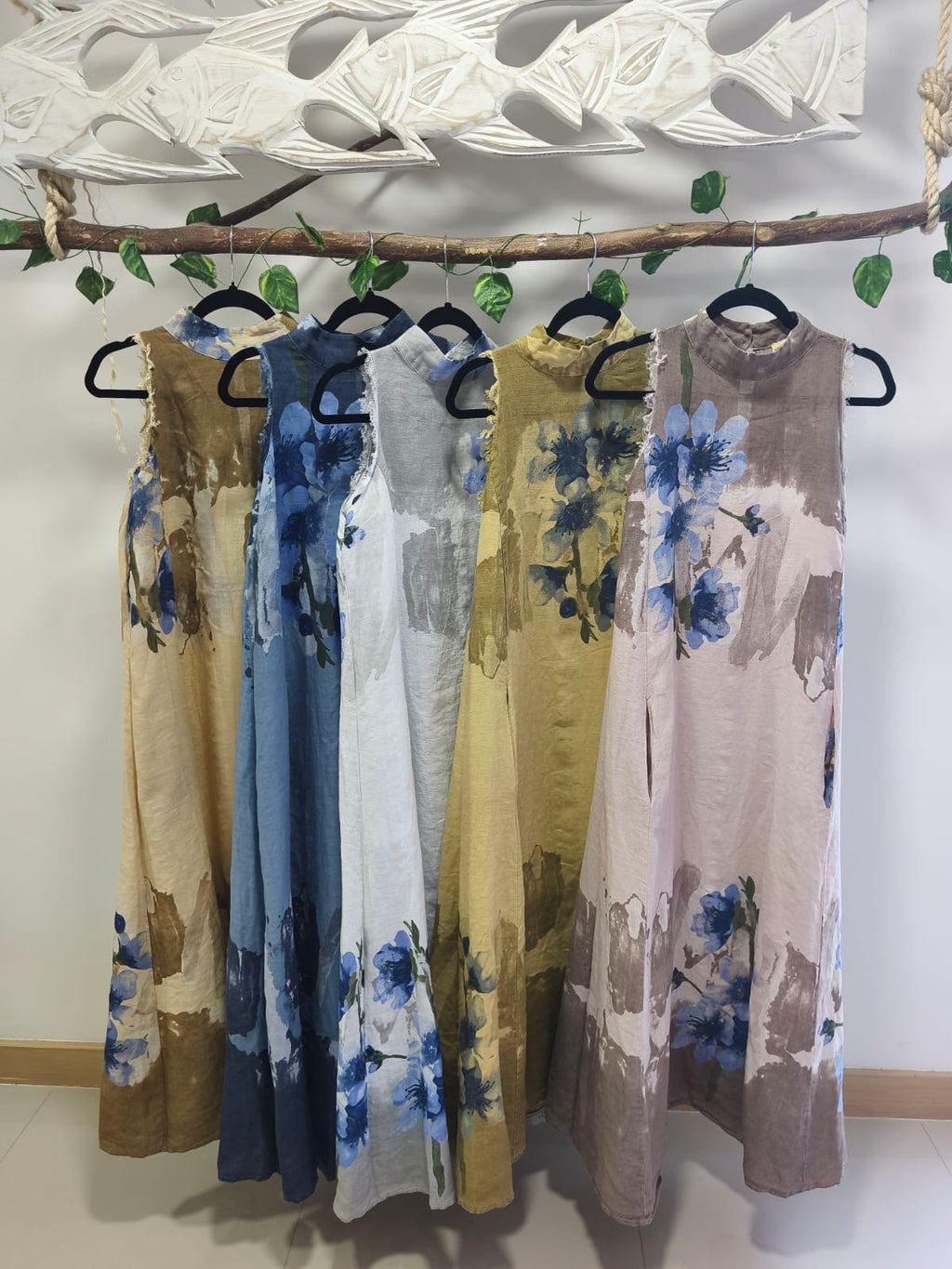 Vestido Maxi lino Halter estampado