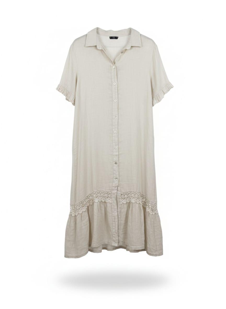 Vestido lino bordado abajo