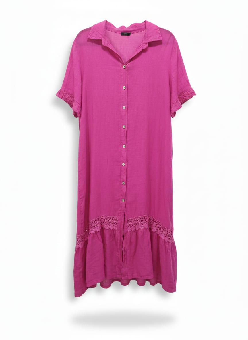 Vestido lino bordado abajo