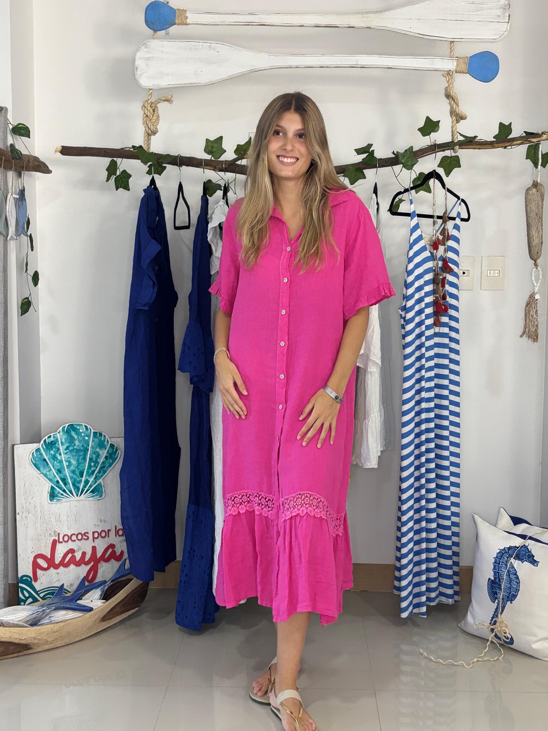 Vestido lino bordado abajo