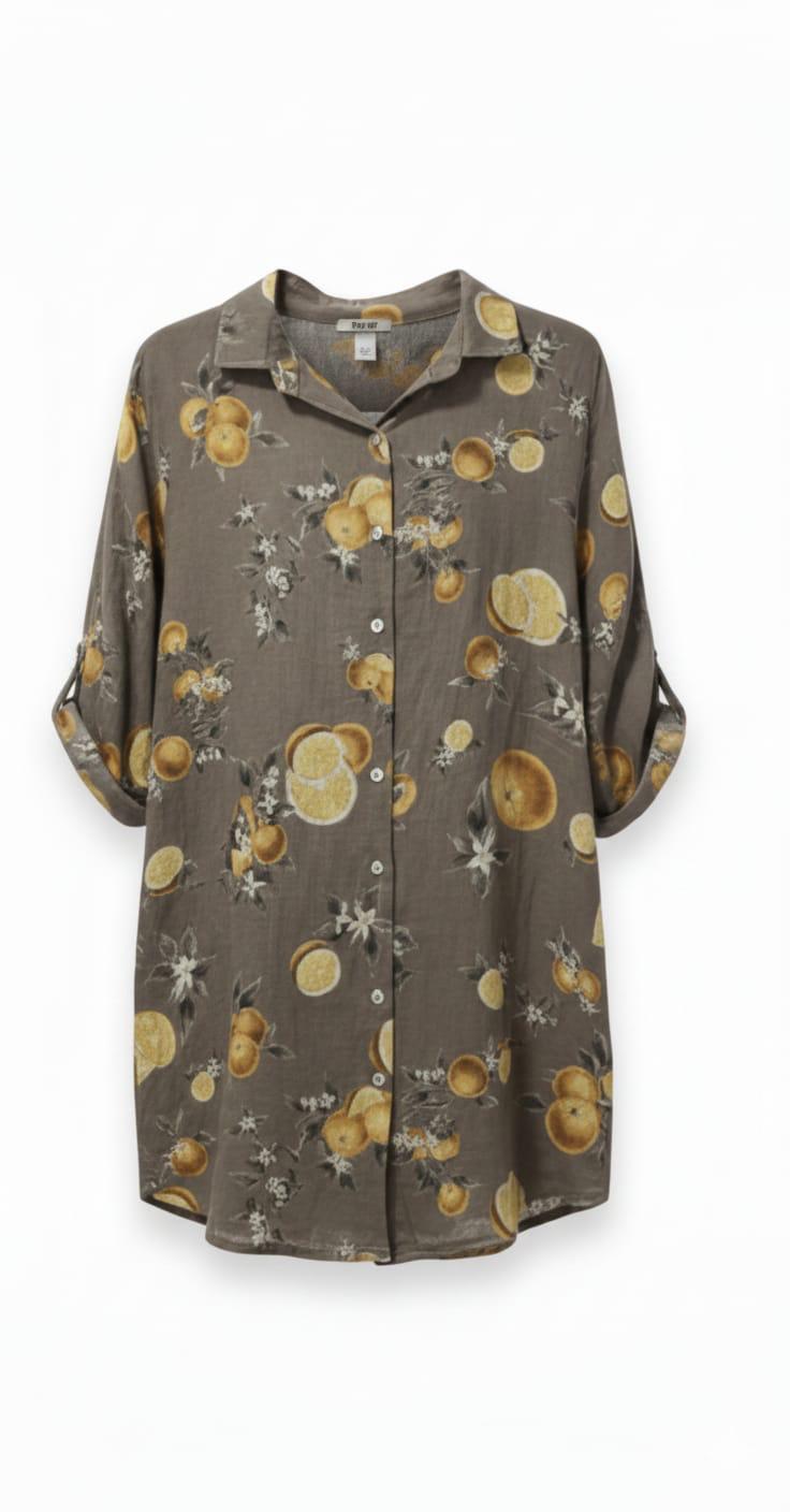 Vestido lino camisero corto estampado amalfi