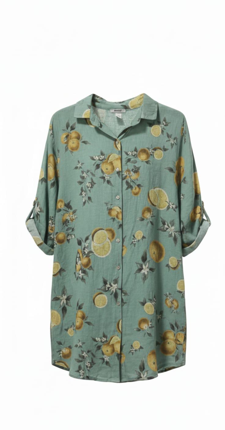 Vestido lino camisero corto estampado amalfi