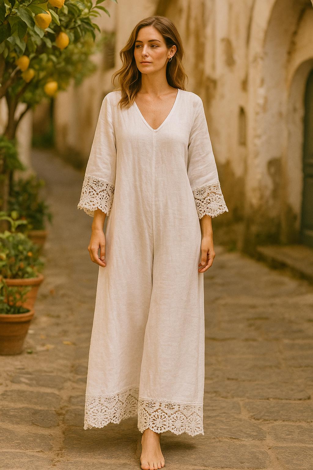 Enterizo Lino detalle croché