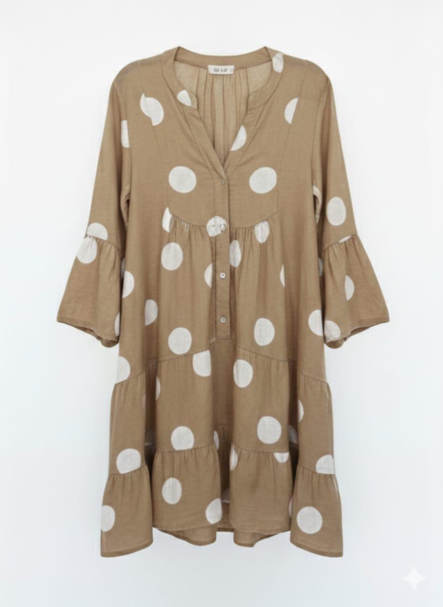 Vestido Lino Midi Estampado Pepas