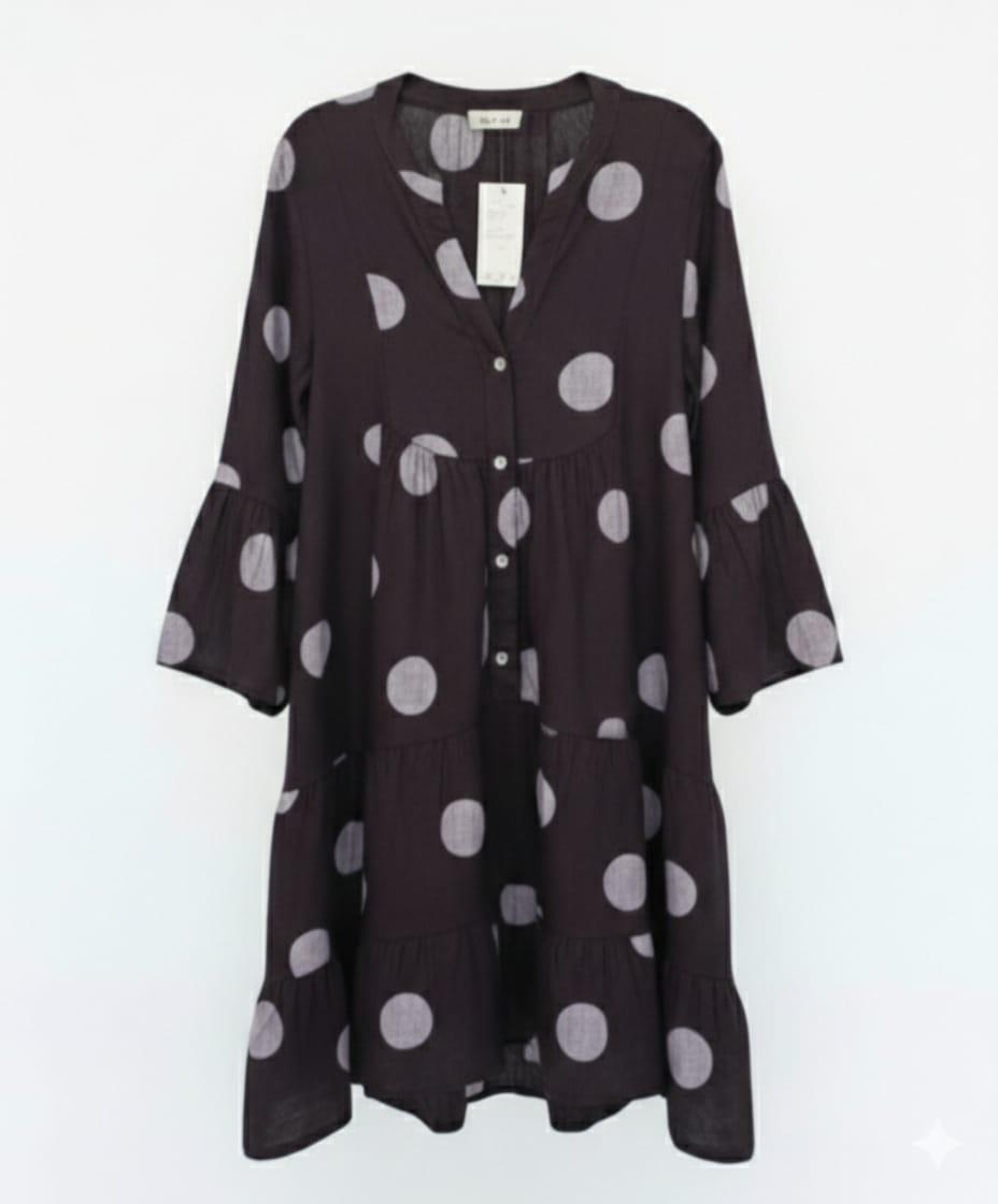 Vestido Lino Midi Estampado Pepas