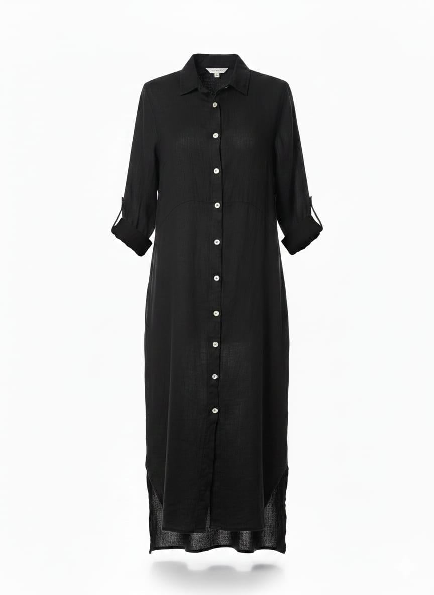 Vestido camisero lino largo