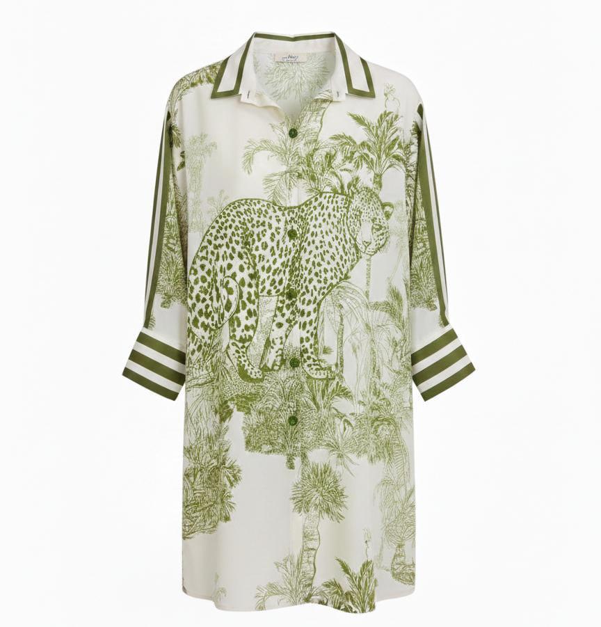 Vestido Sedoso Camisero estampado Jaguar