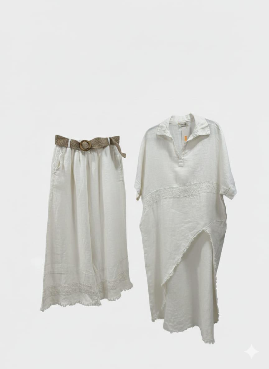 Set lino blusón cuello