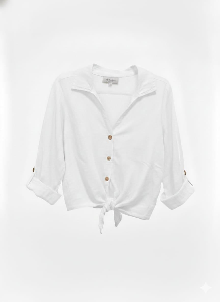 Blusa lino corta nudo