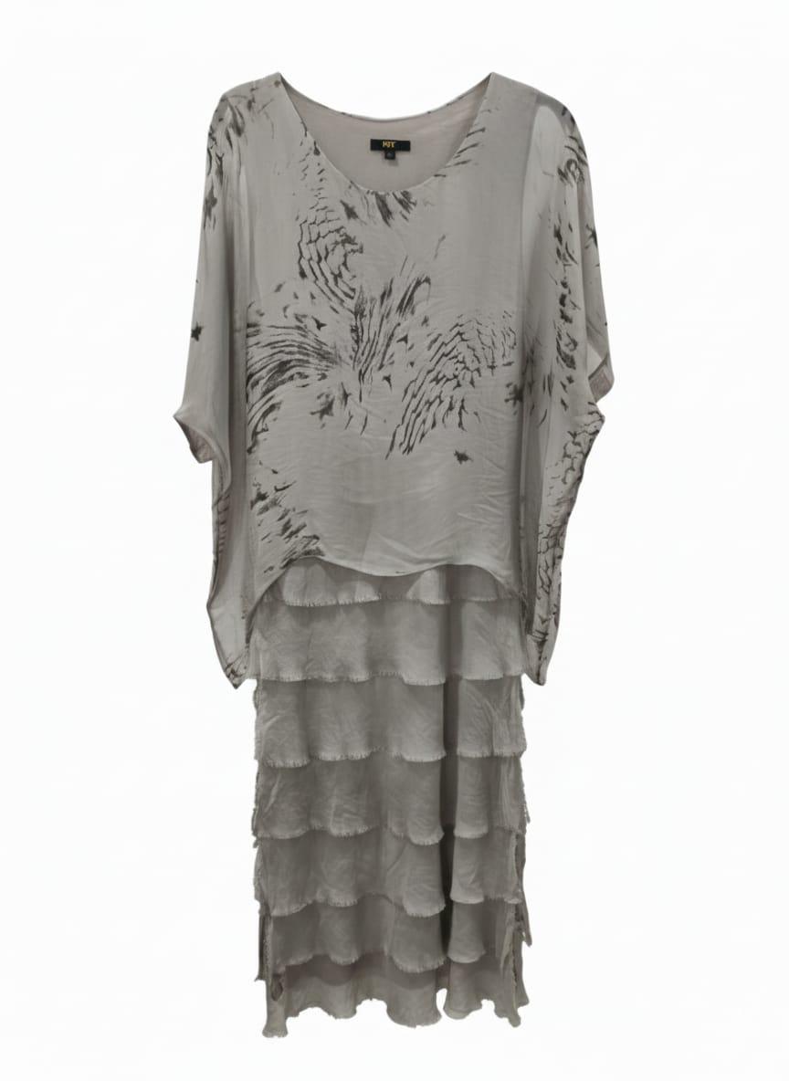 Vestido Midi seda italiana capas