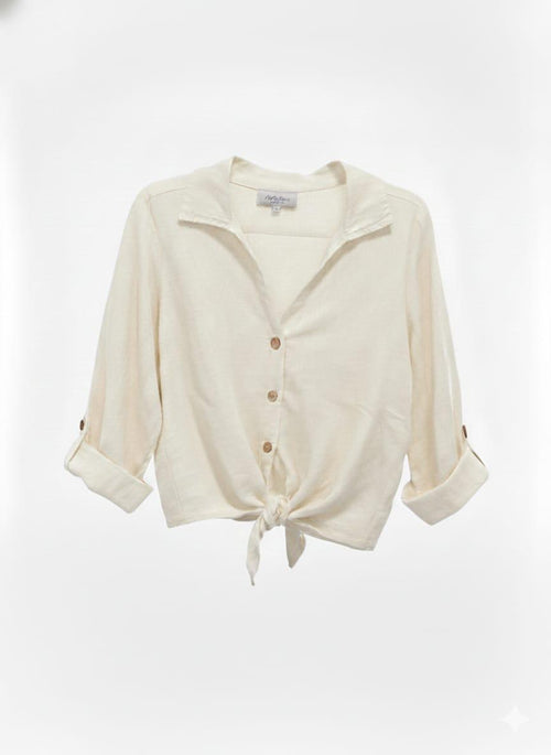 Blusa lino corta nudo