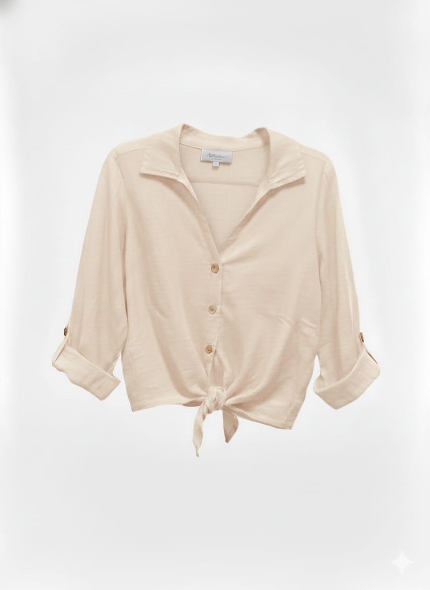 Blusa lino corta nudo