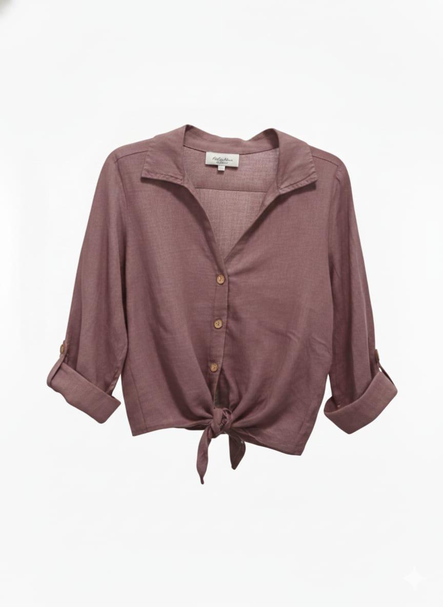 Blusa lino corta nudo