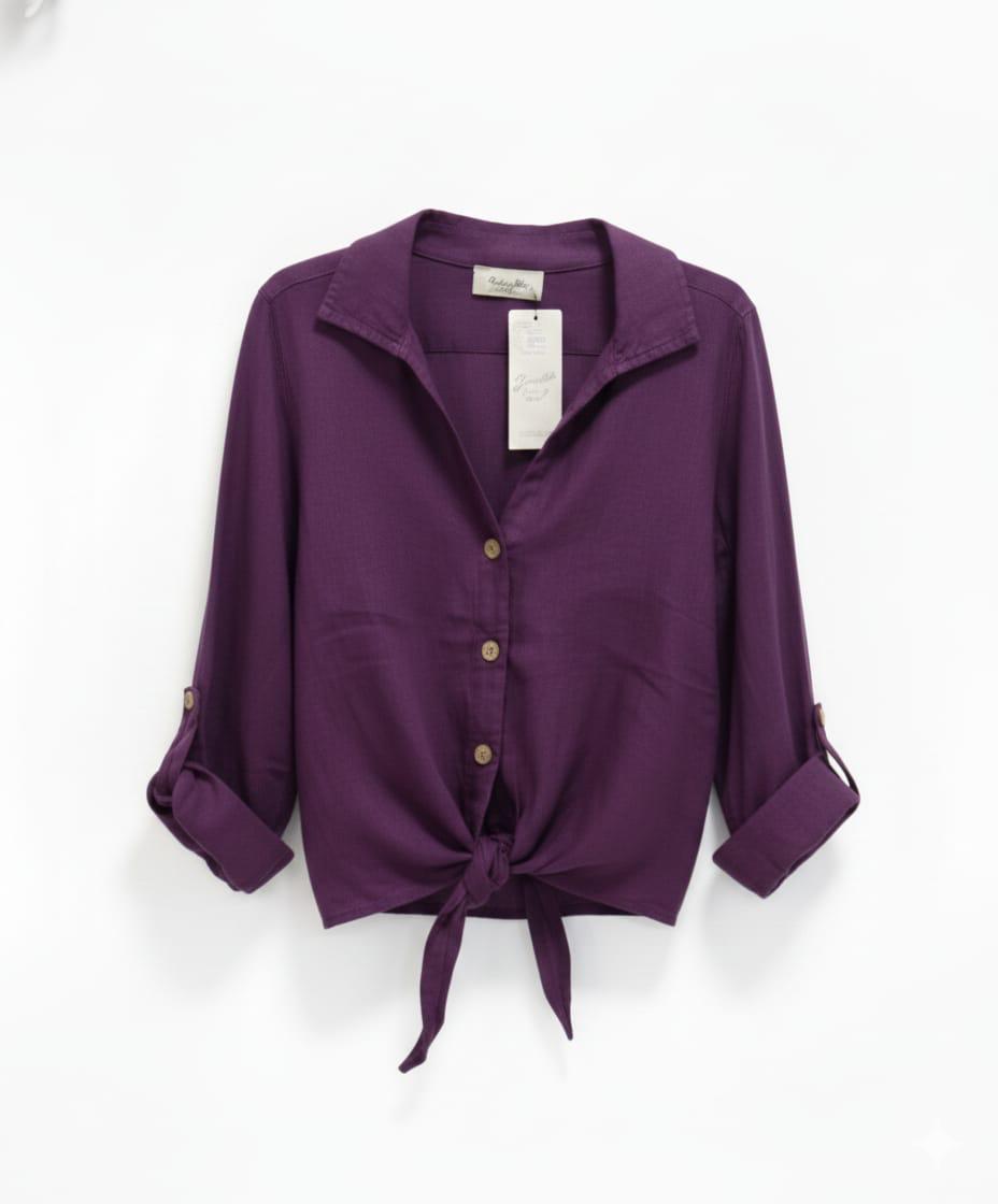 Blusa lino corta nudo