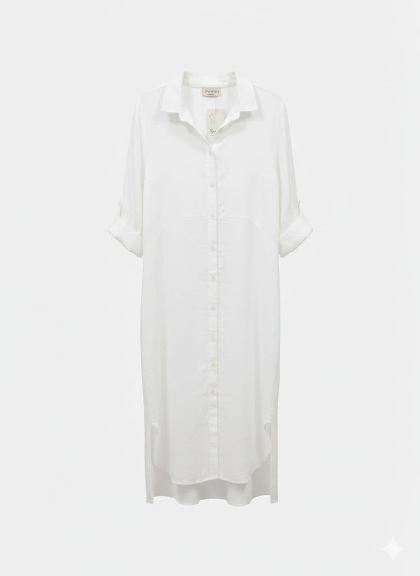 Vestido camisero lino largo