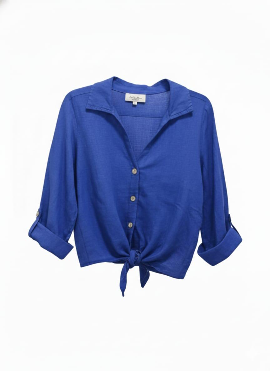 Blusa lino corta nudo