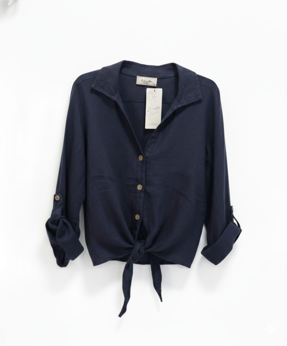 Blusa lino corta nudo