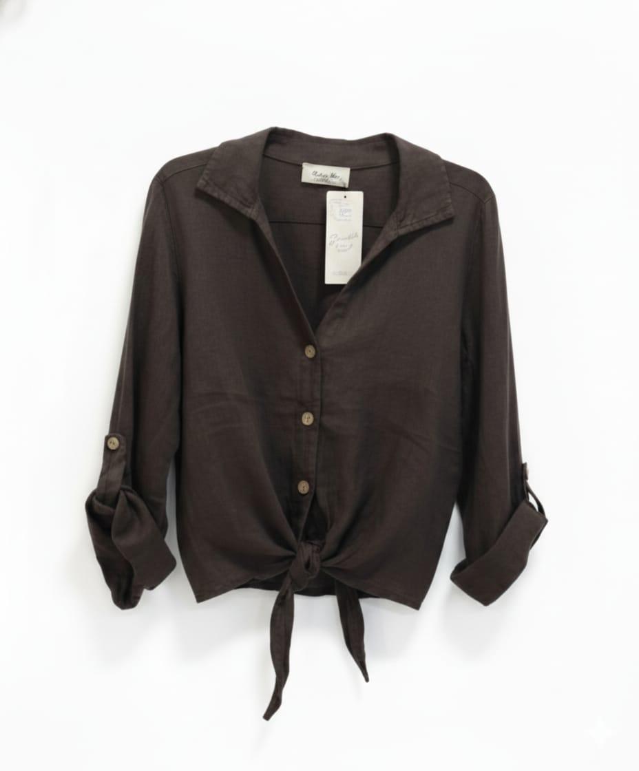 Blusa lino corta nudo