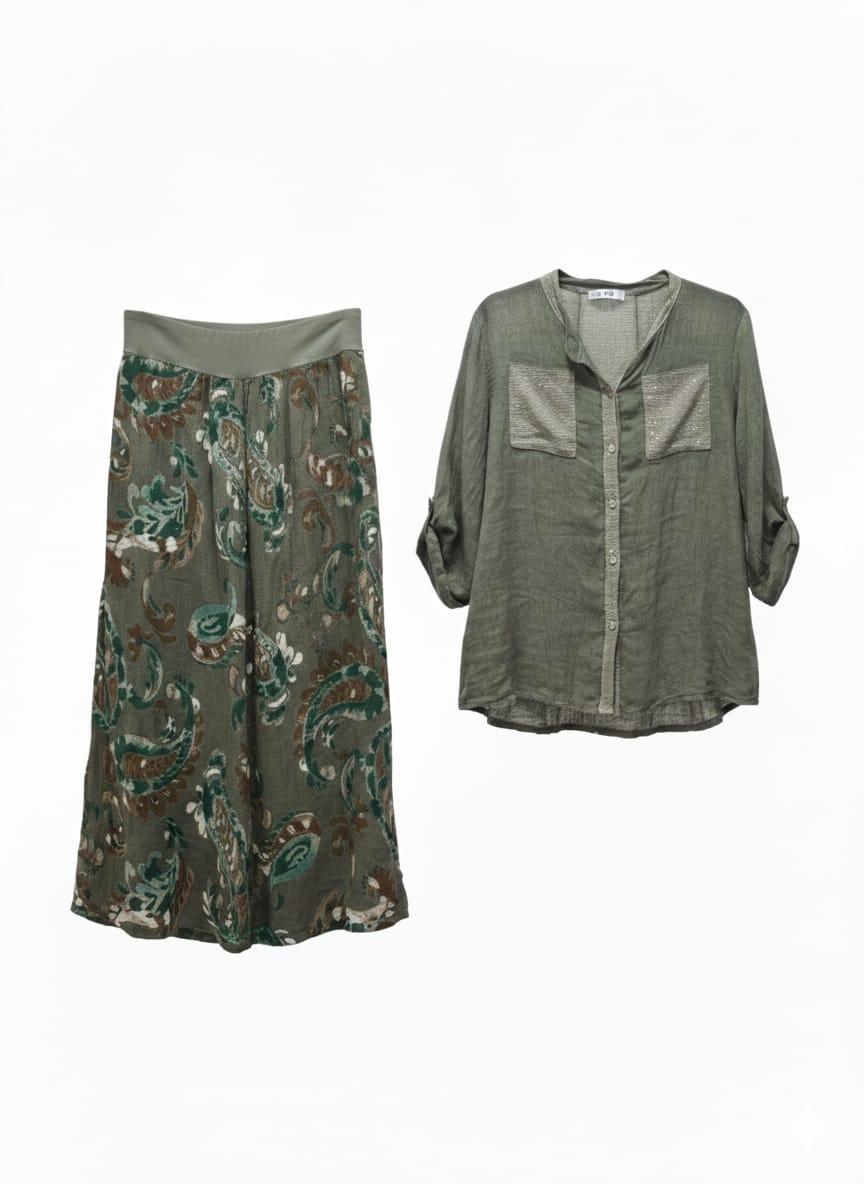 Set lino pantalón estampado arabesco