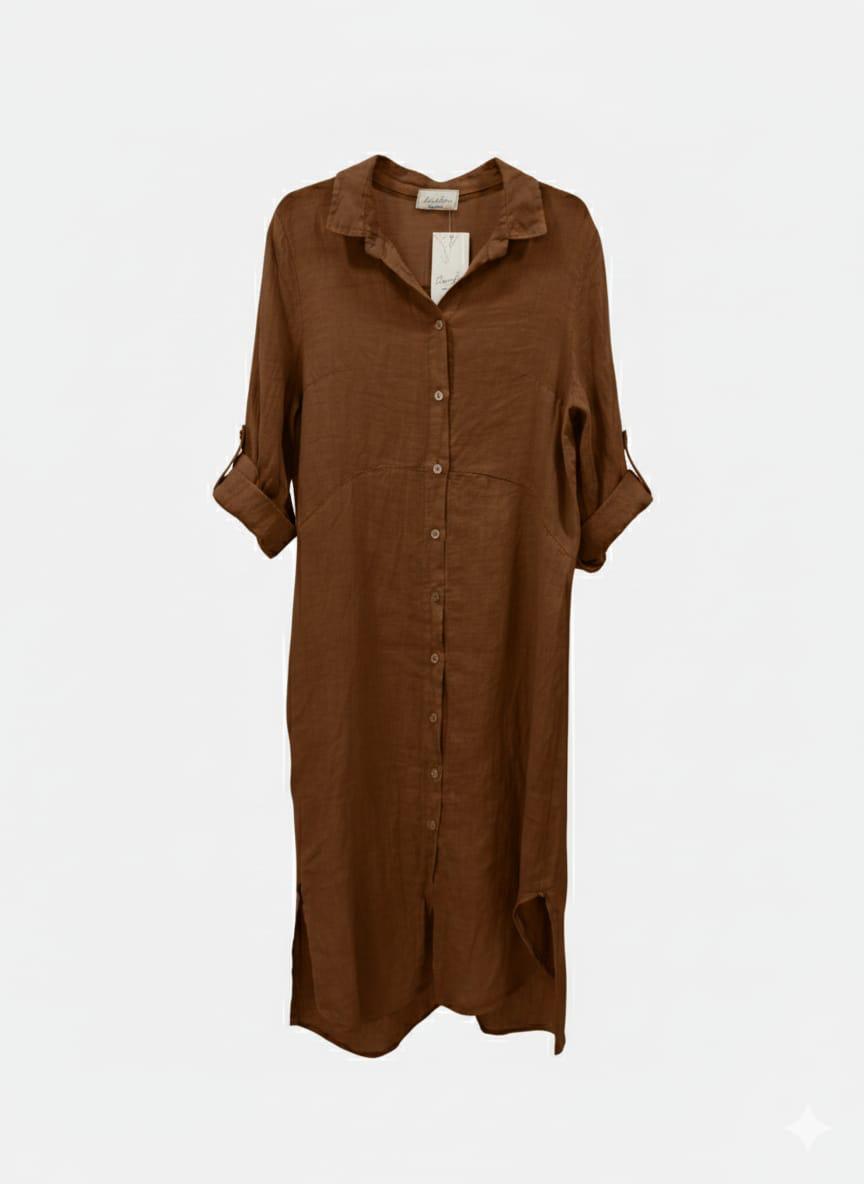 Vestido camisero lino largo