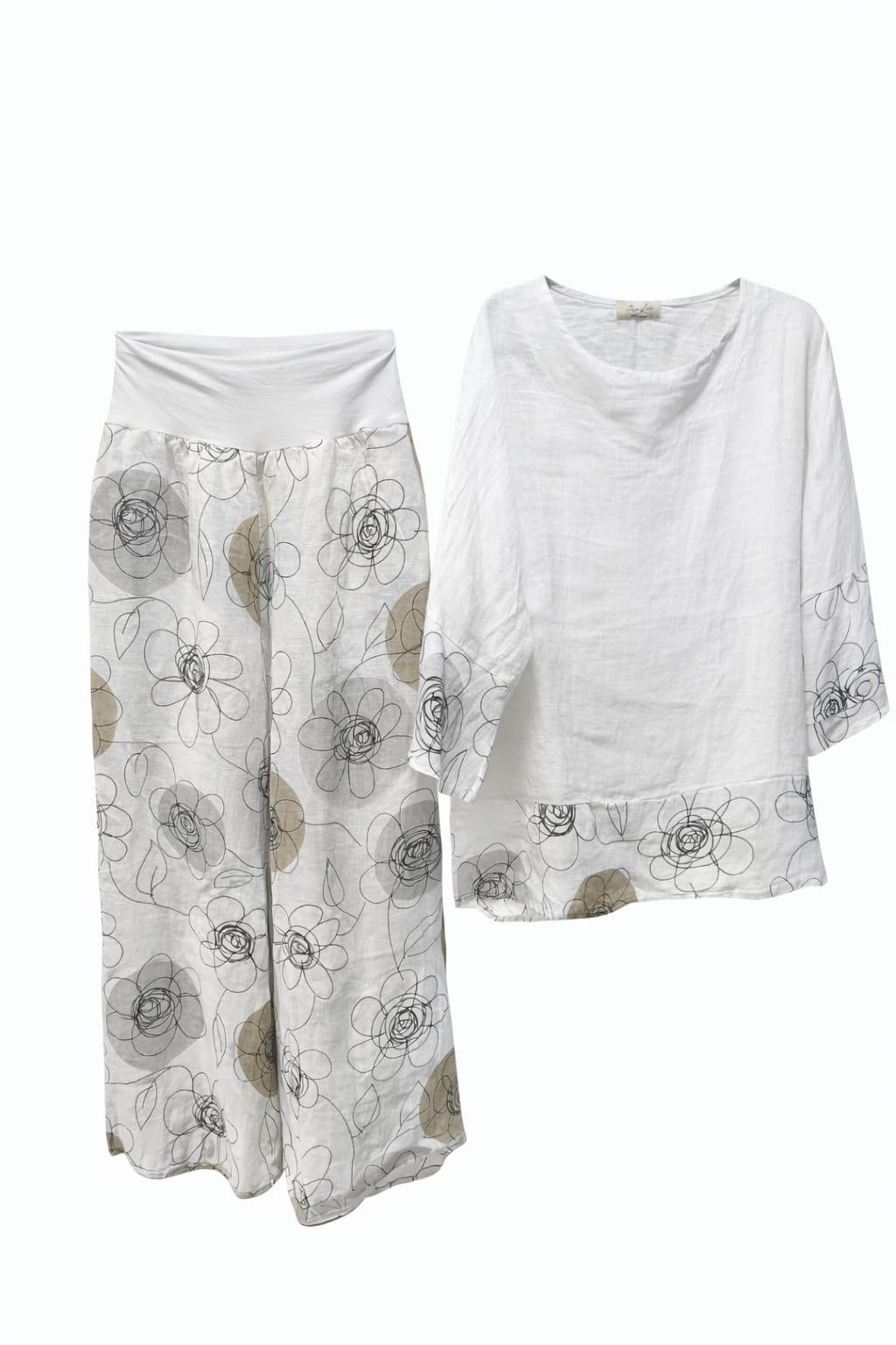 Set lino estampado Flores